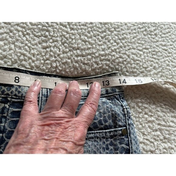 Pistola High Waist Raw Hem Croc Skin Pattern Blue Denim Shorts Size M - Picture 5 of 8